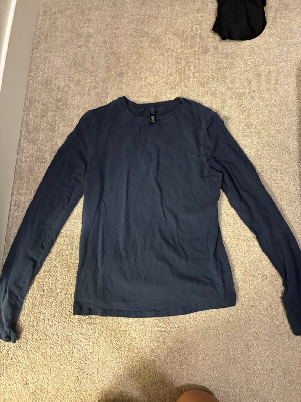 SKIMS Cotton Jersey Navy Long-Sleeve Top — Size XL